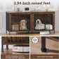 78 Inch Dog Crate Furniture for 2 Dogs, Extra Large Double Dog Cage Large Breed, XXL Thick Wooden Dog Crate TV Stand, Sturdy Dog Kennel with Divider