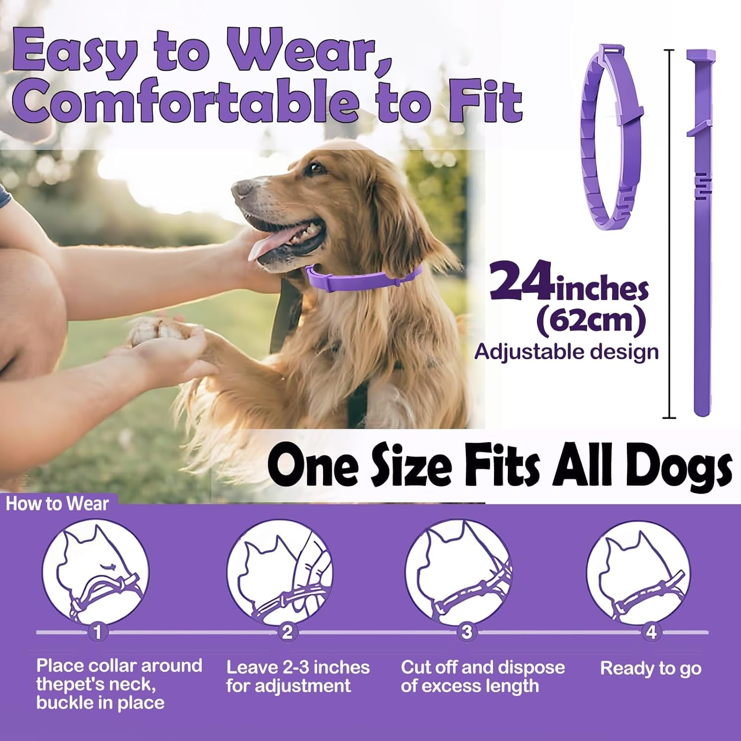 Calming Collars for Dogs - 4 Packs，Pheromone Calming Dog，Dog Calming Collar Relief for Anxiety, Stress & Separation, Adjustable 25 Inch Size, Anxiety Collar for Dogs, Lasts 60 Days