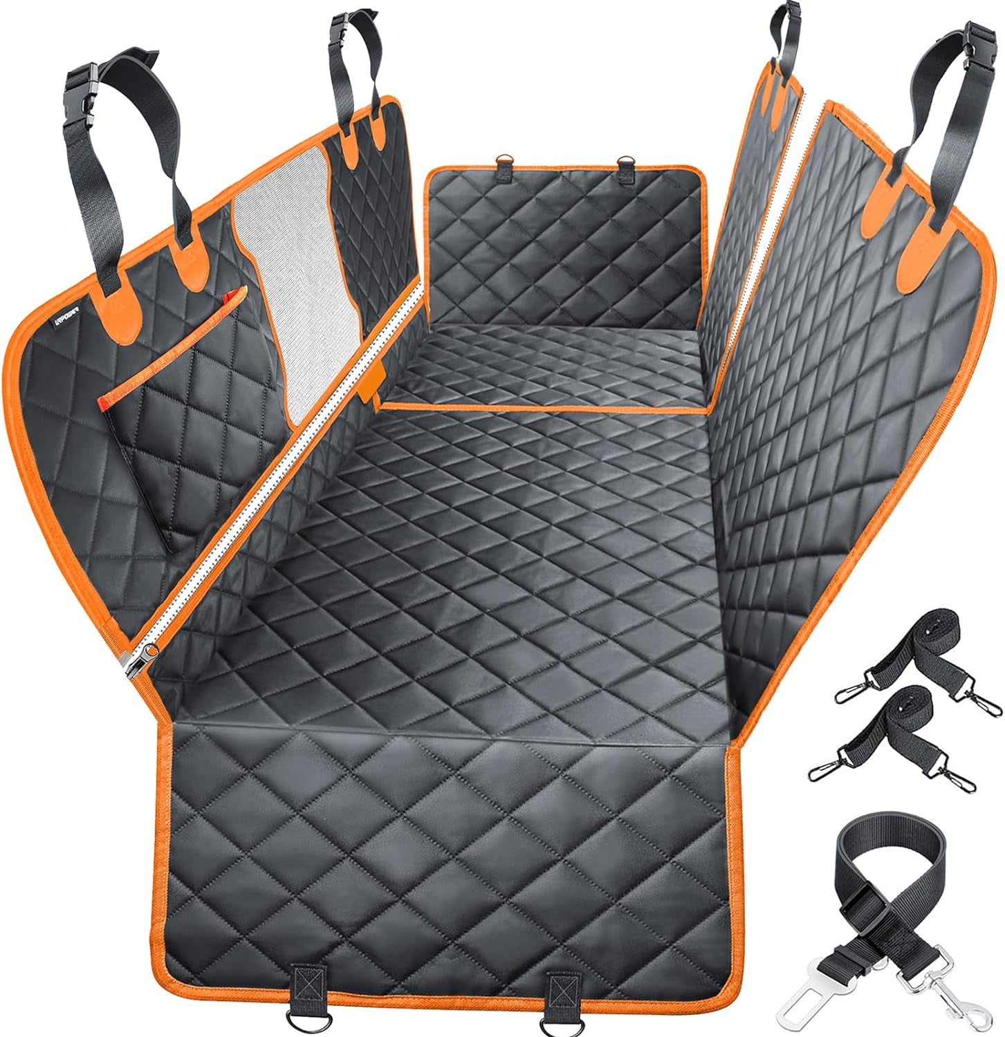 6-In-1 Dog Car Seat Cover for Back Seat, Waterproof Dog Car Hammock with Mesh Window, Non-Slip Pet Backseat Protector for Cars, Trucks and Suvs